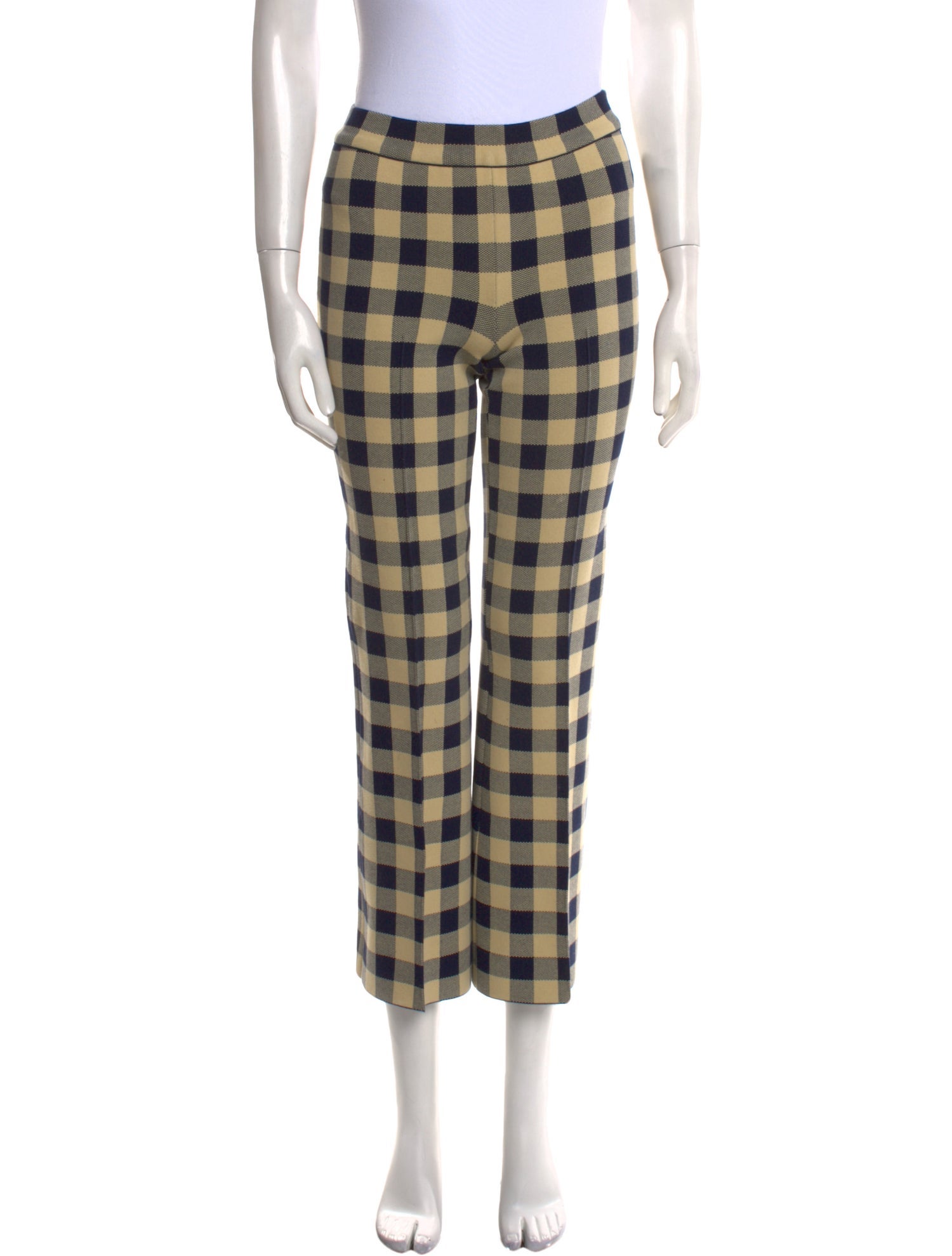 High Sport Plaid Print Straight Leg Pants