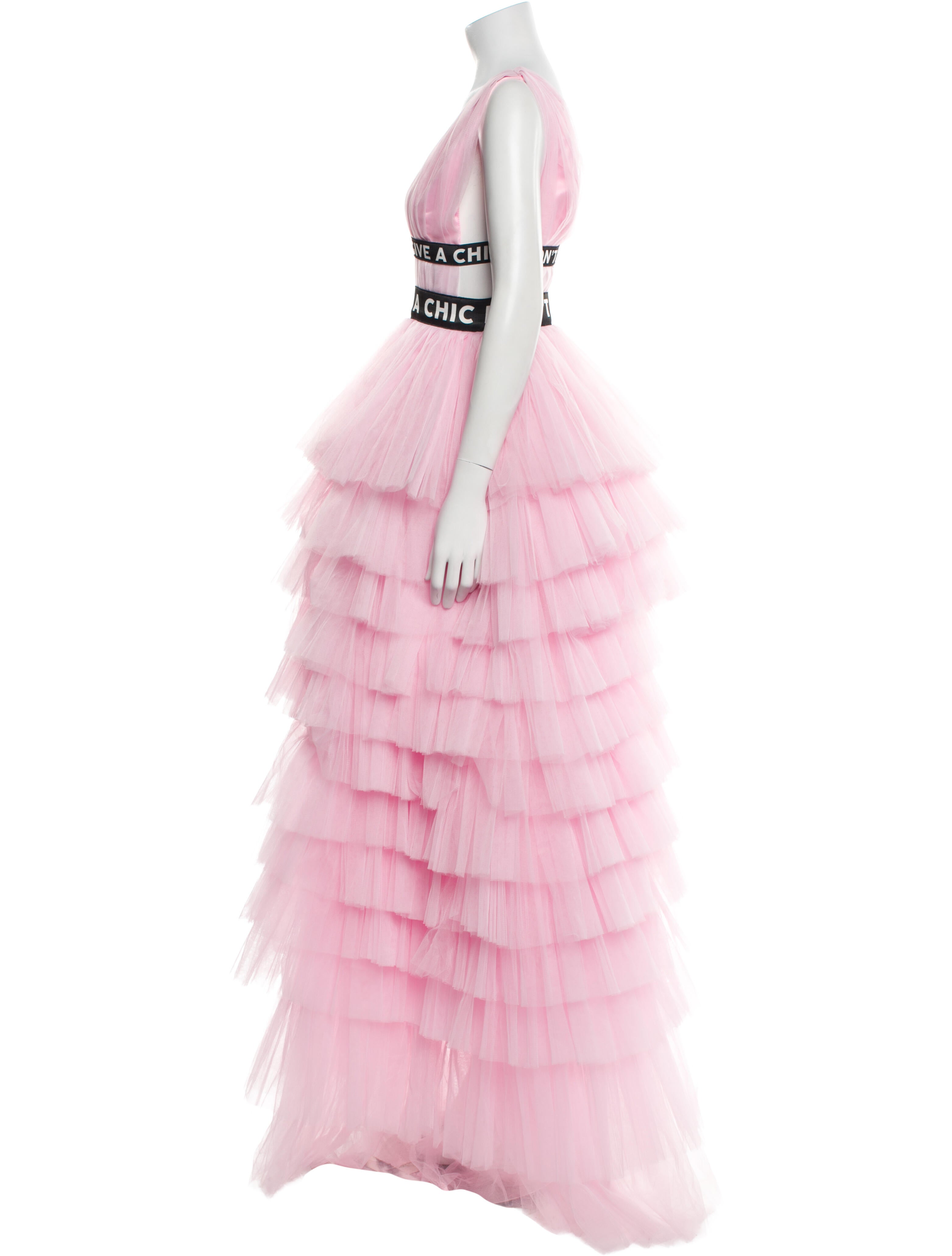 House of Mua Mua Plunge Neckline Long Dress