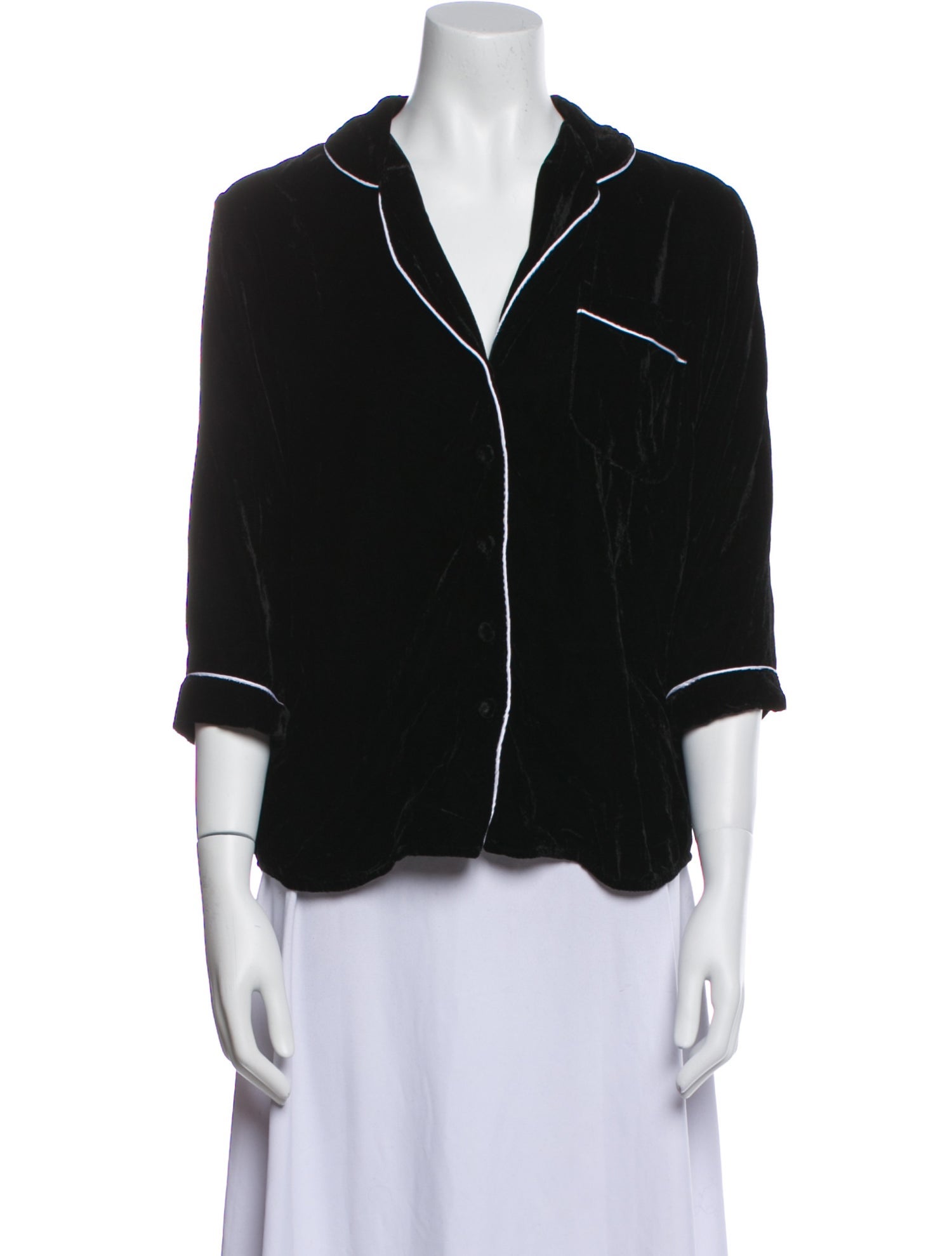 House of Mua Mua Three-Quarter Sleeve Button-Up Top