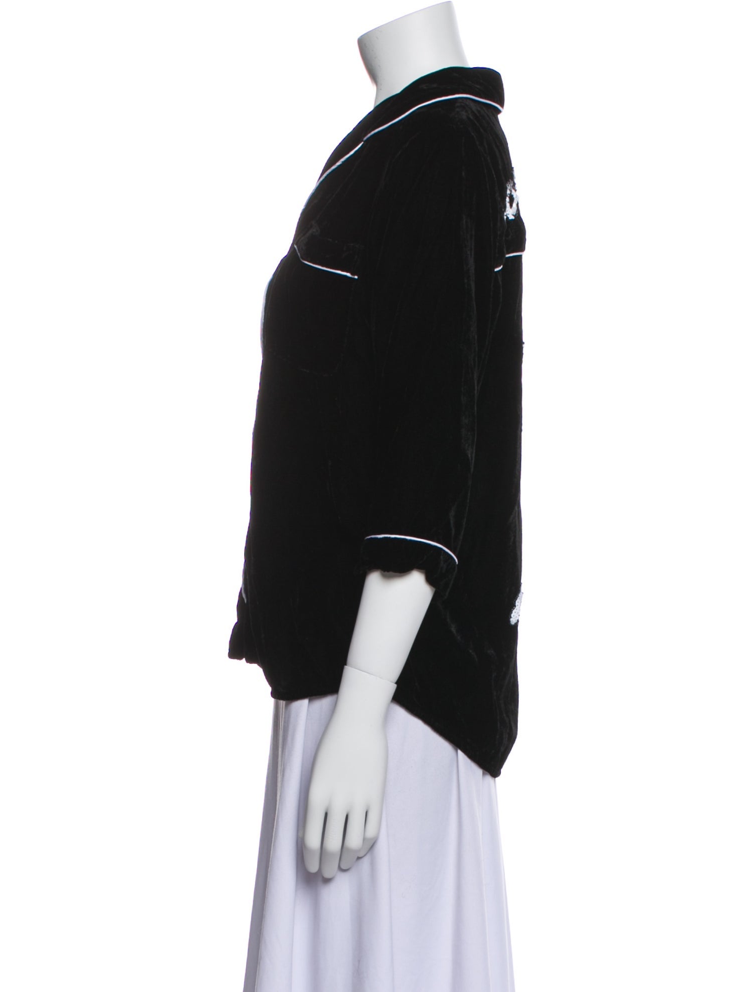 House of Mua Mua Three-Quarter Sleeve Button-Up Top