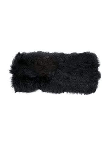 Pre-owned Hat Attack Black Fox Fur Neck Wrap