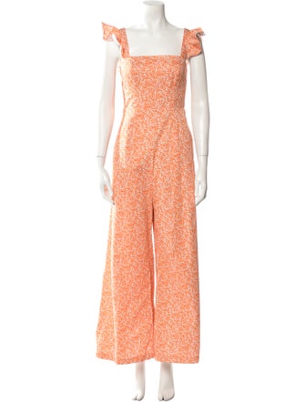 Hutch Floral Print Square Neckline Jumpsuit