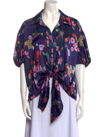 Hutch Tops Printed Short Sleeve Blouse L