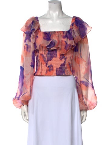 Hutch Tops Printed Square Neckline Crop Top M