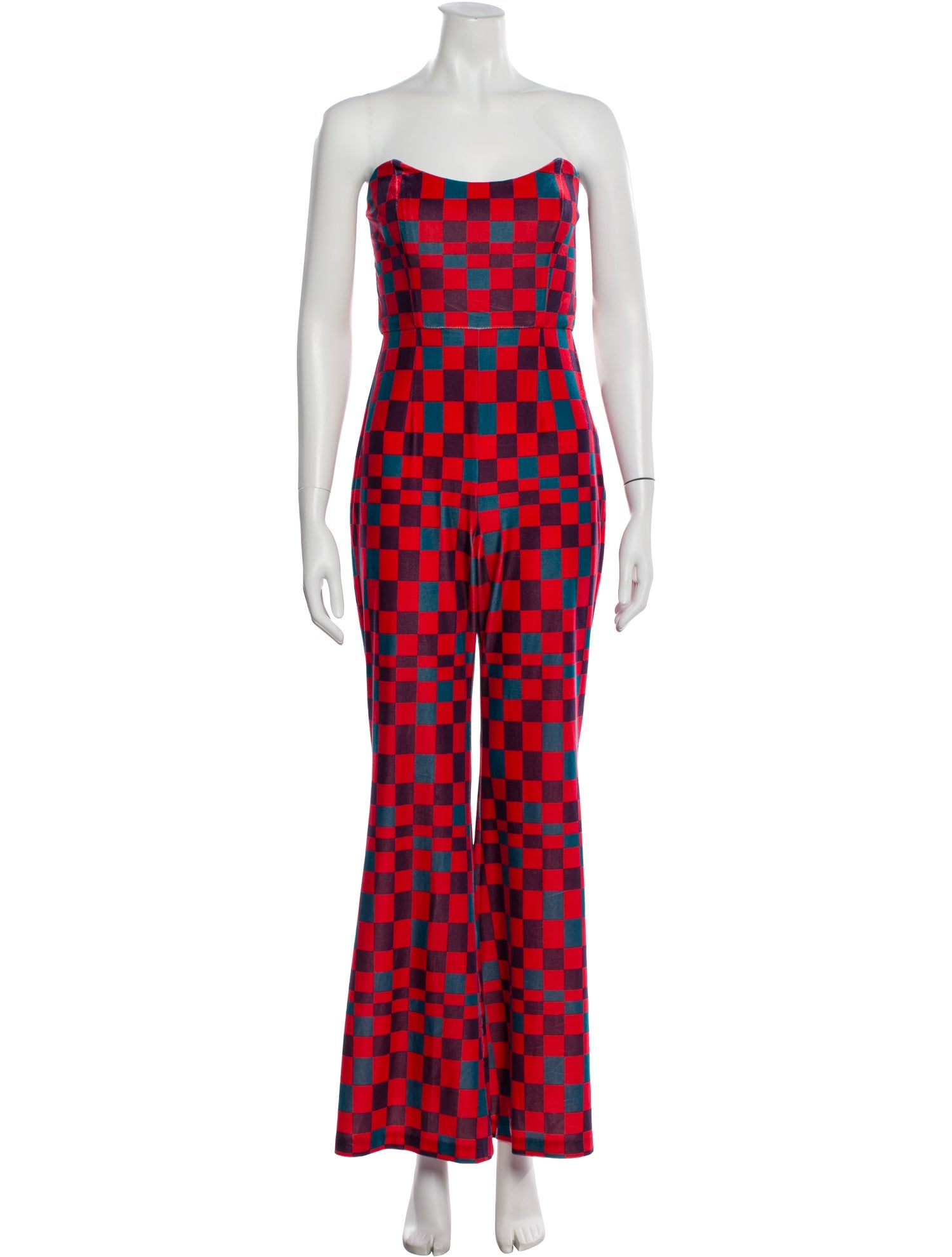 Hutch Plaid Print Strapless Jumpsuit