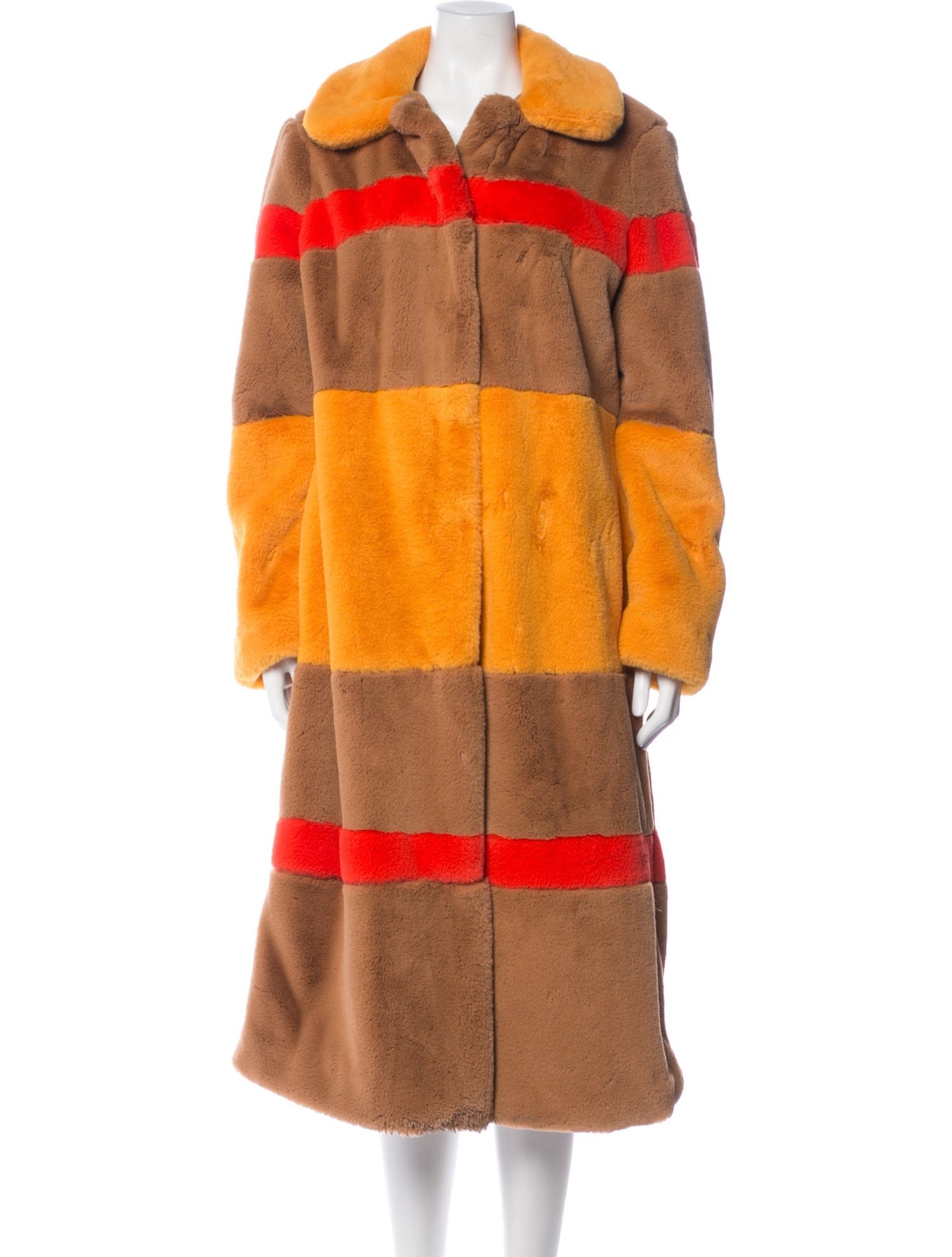 Hutch Colorblock Pattern Faux Fur Coat