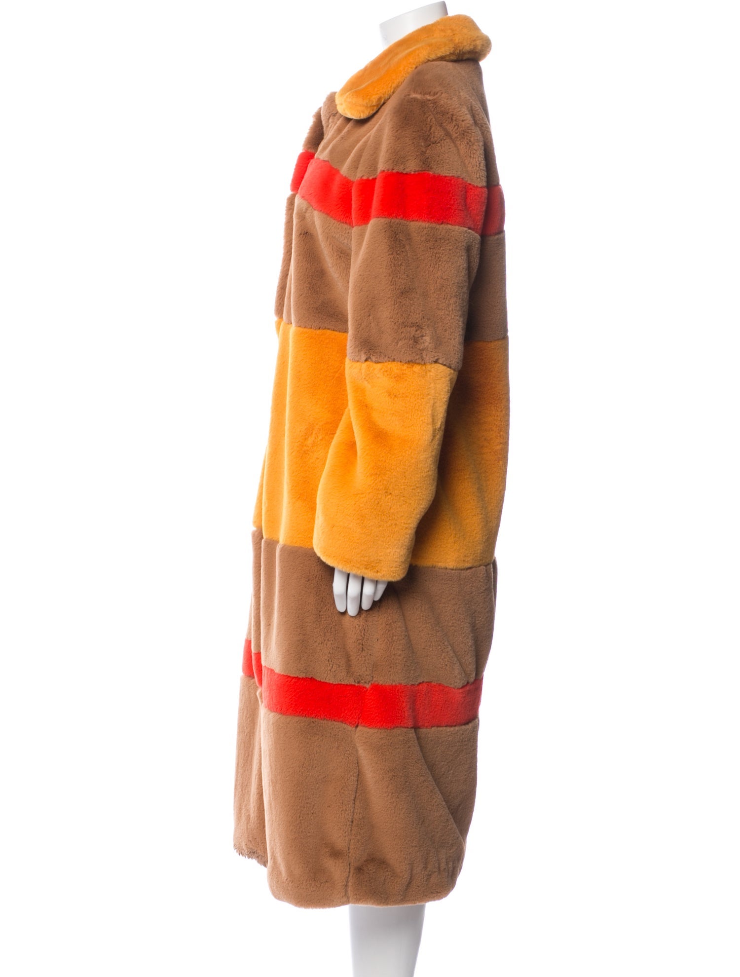Hutch Colorblock Pattern Faux Fur Coat