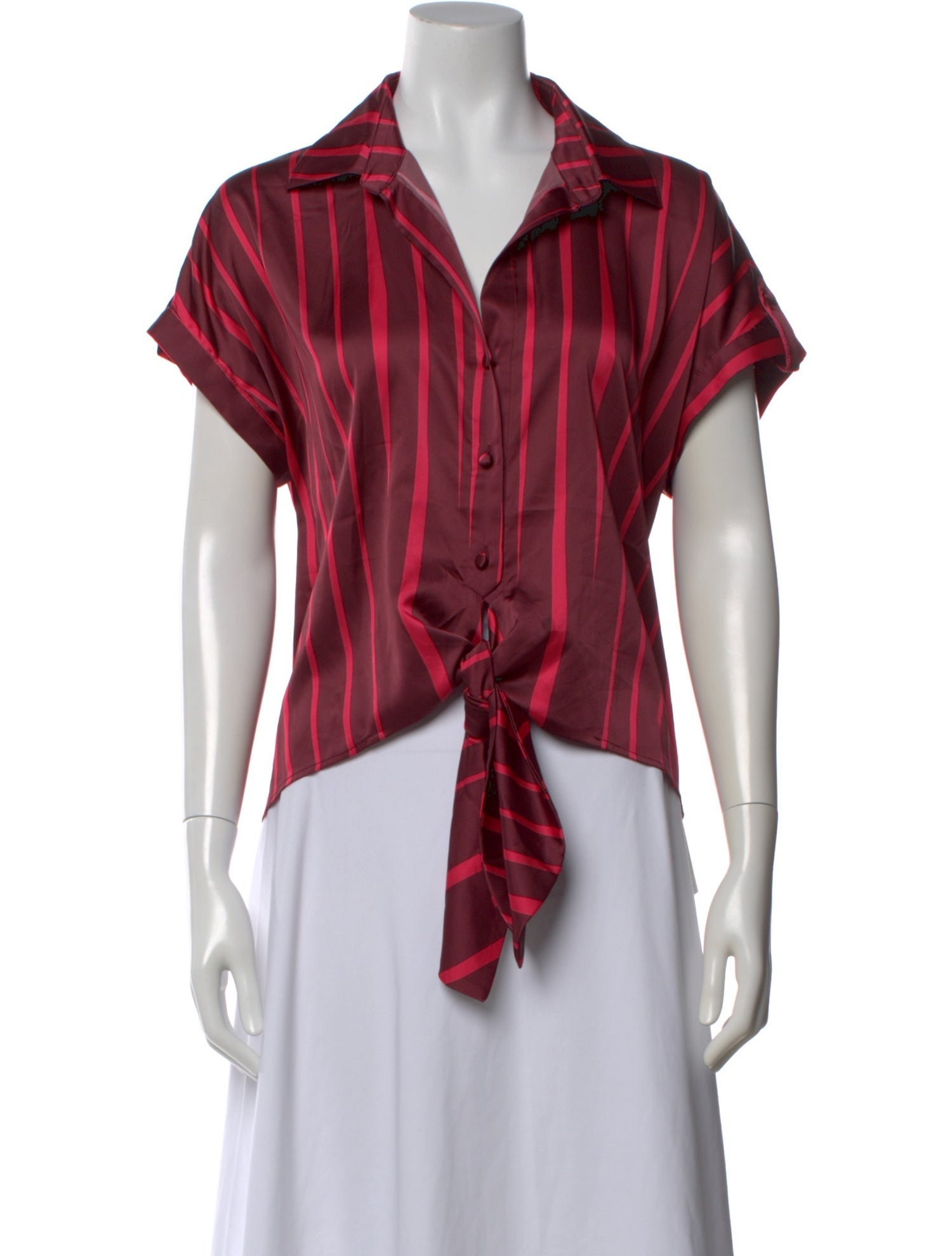 Hutch Silk Striped Button-Up Top