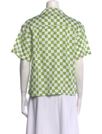 Holiday The Label Linen Printed Button-Up Top