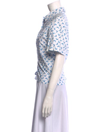 Holiday The Label Printed Short Sleeve Button-Up Top