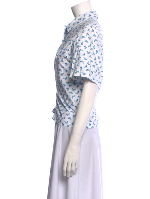 Holiday The Label Printed Short Sleeve Button-Up Top