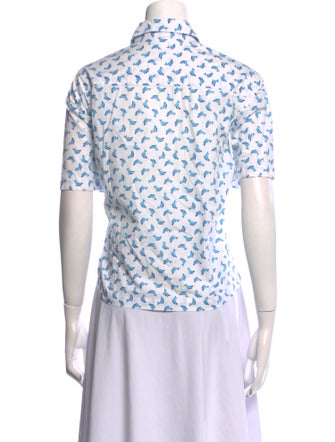 Holiday The Label Printed Short Sleeve Button-Up Top