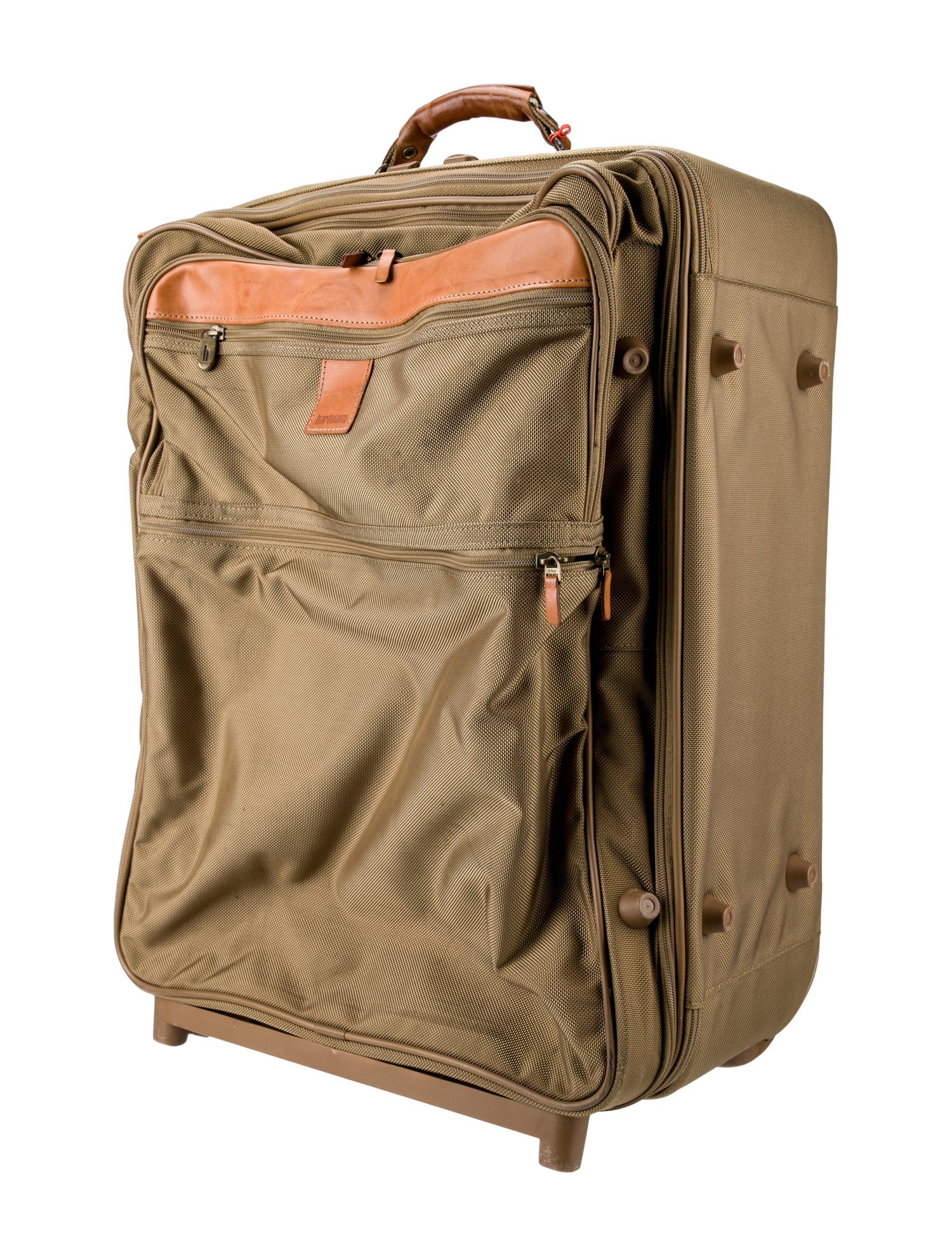 Hartmann Green leather trimmed suitcase