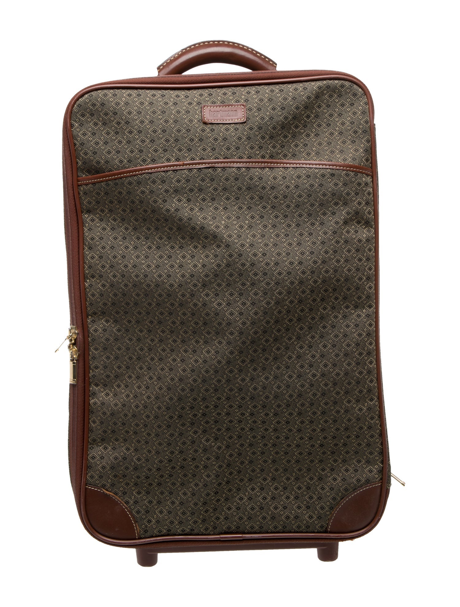 Hartmann Men's Leather Trim Rolling Suitcase