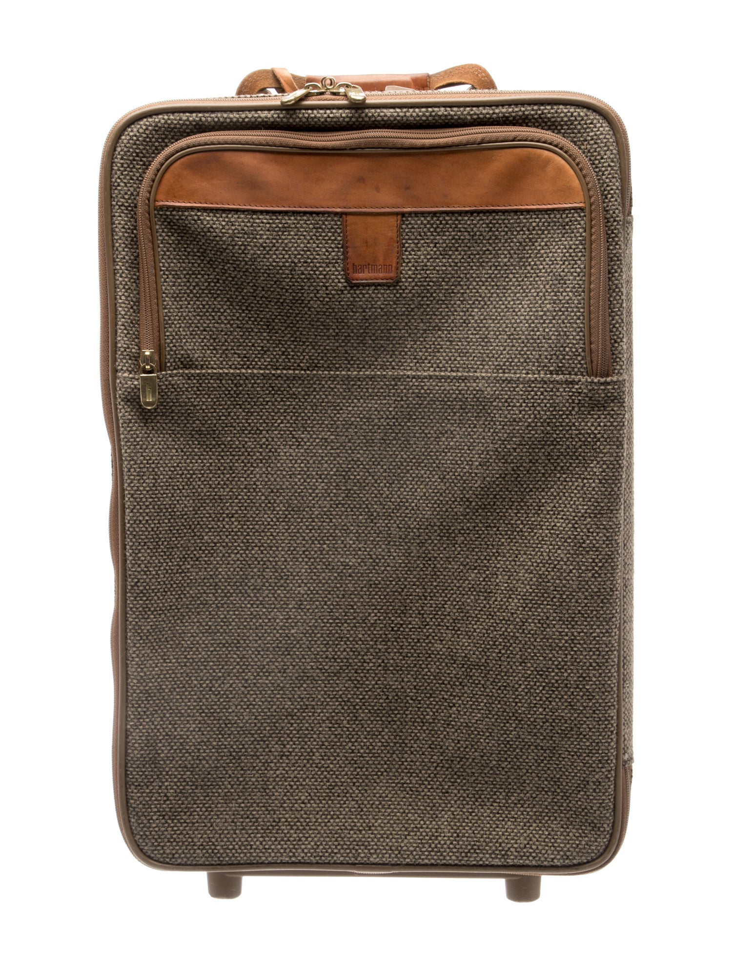 Hartmann Vintage Tweed And Leather Rolling Carry On Suitcase