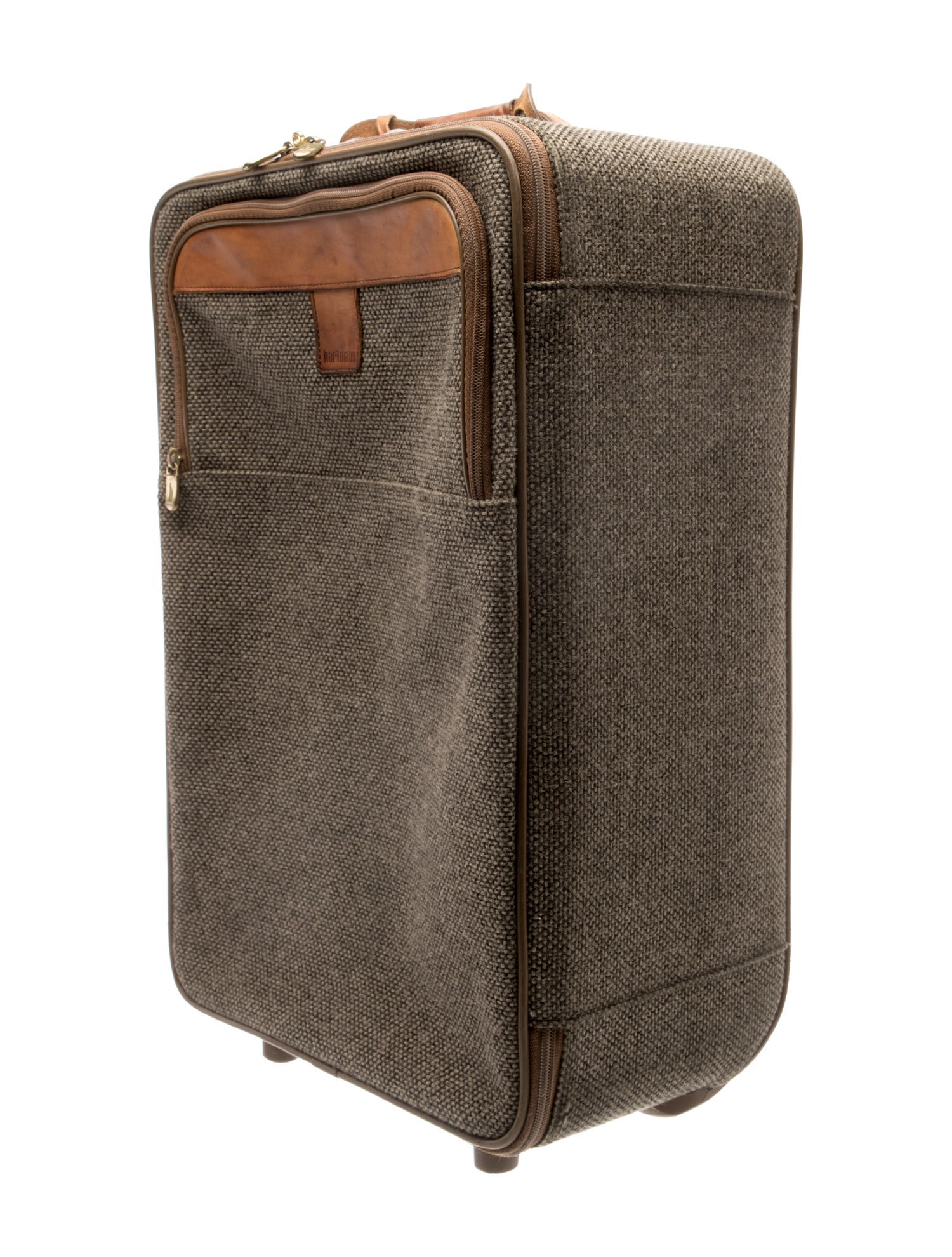 Hartmann Vintage Tweed And Leather Rolling Carry On Suitcase