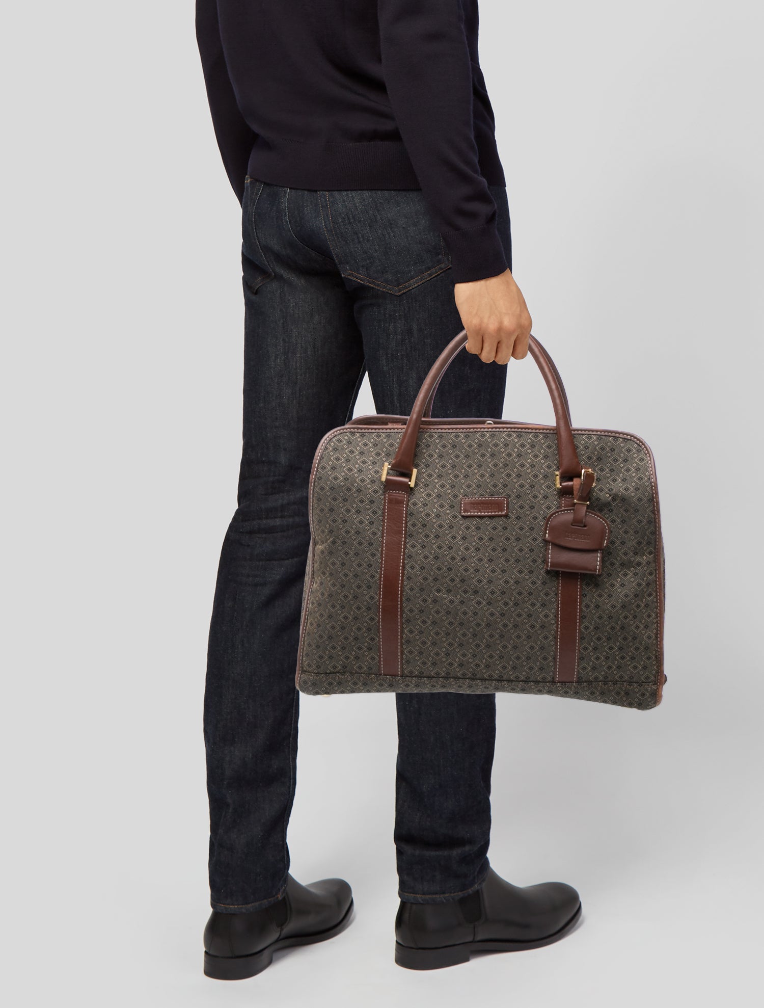 Hartmann Leather Trimmed Carry- On Bag with Luggage Tag
