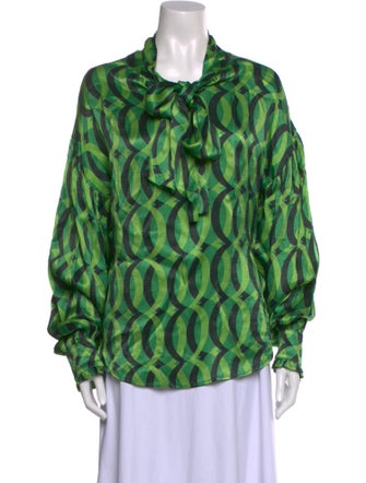 Høst & Vår Printed Mock Neck Blouse