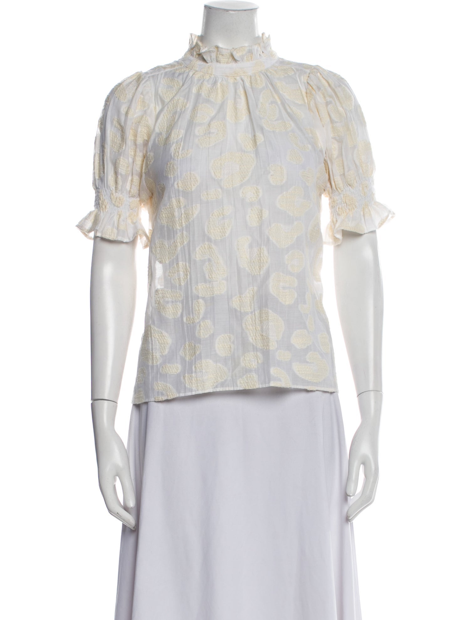 Hunter Bell Mock Neck Short Sleeve Blouse