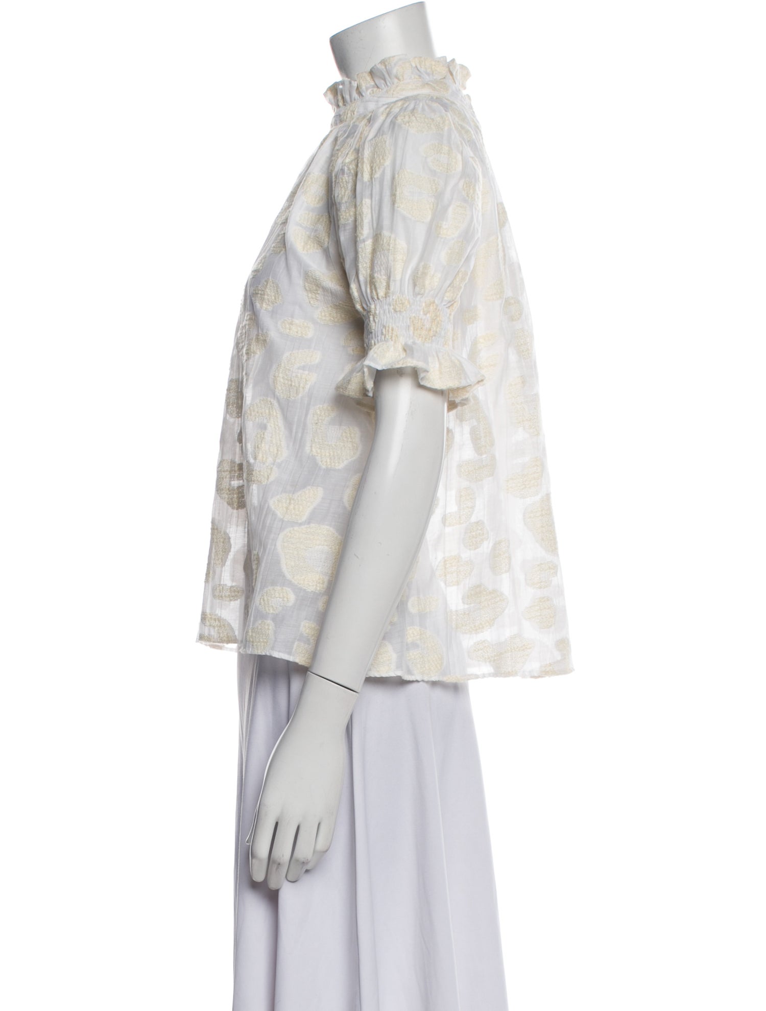 Hunter Bell Mock Neck Short Sleeve Blouse