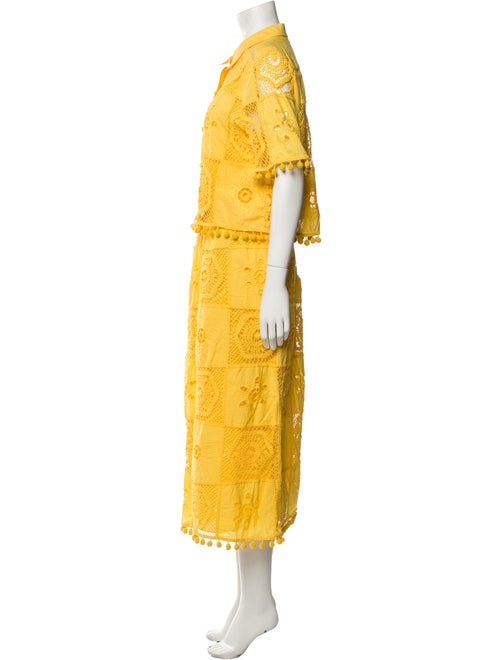 Hunter Bell Lace Pattern Pom-Pom Embellishments Skirt Set