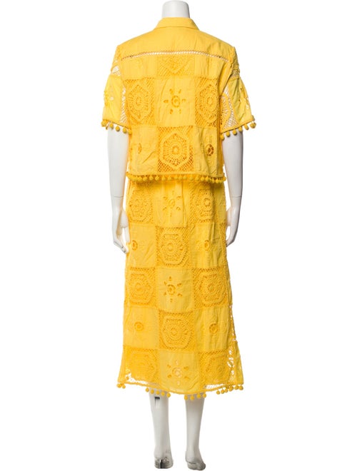 Hunter Bell Lace Pattern Pom-Pom Embellishments Skirt Set