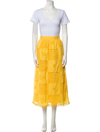 Hunter Bell Lace Pattern Pom-Pom Embellishments Skirt Set