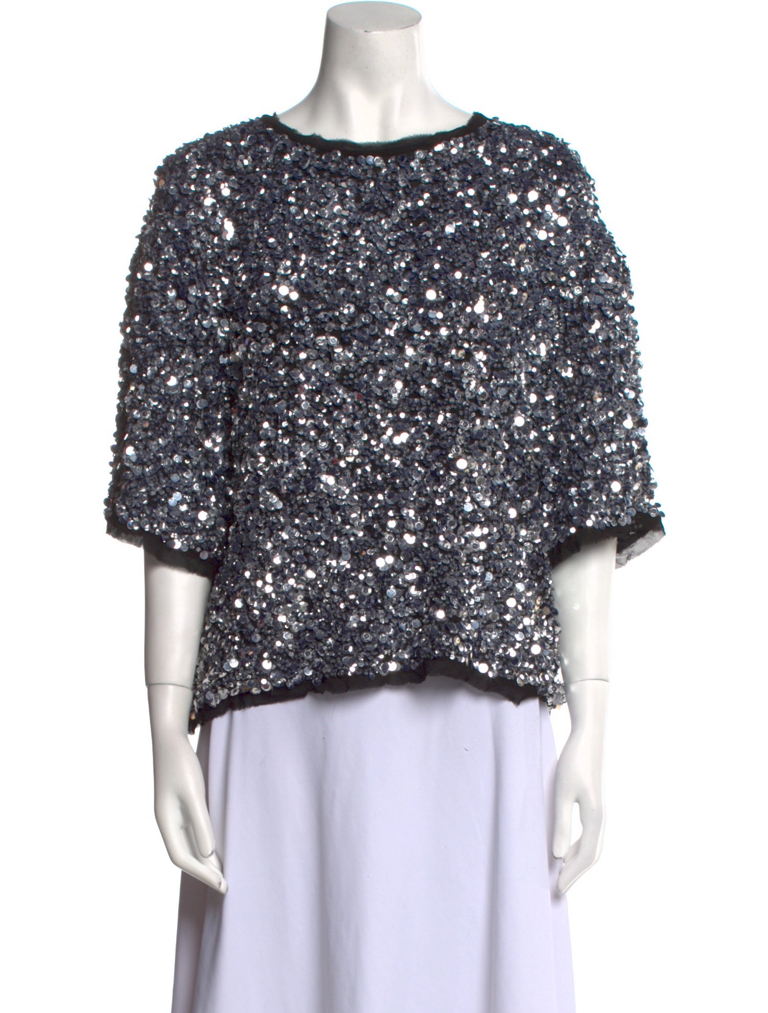 Hunter Bell Sequin Bateau Neckline Blouse