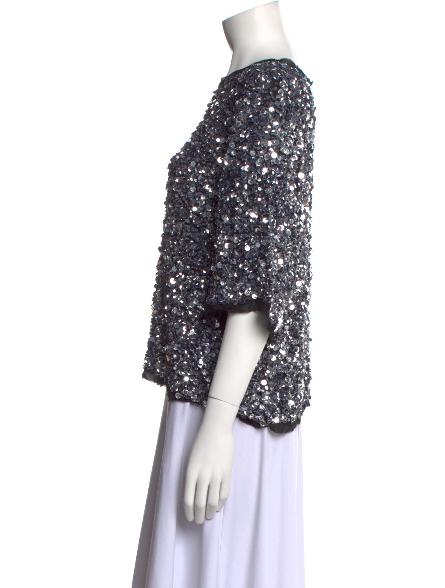 Hunter Bell Sequin Bateau Neckline Blouse