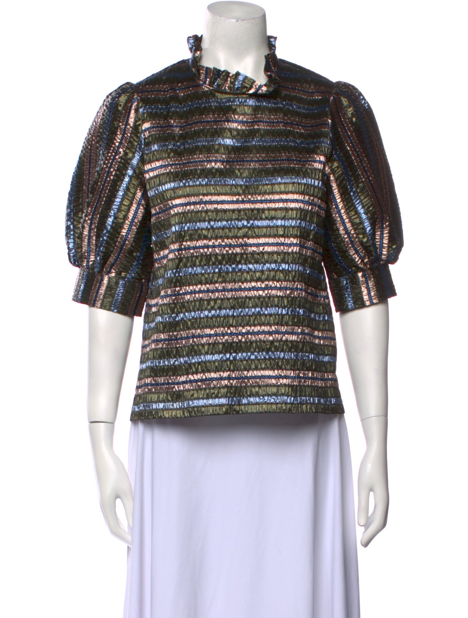 Hunter Bell Striped Mock Neck Blouse