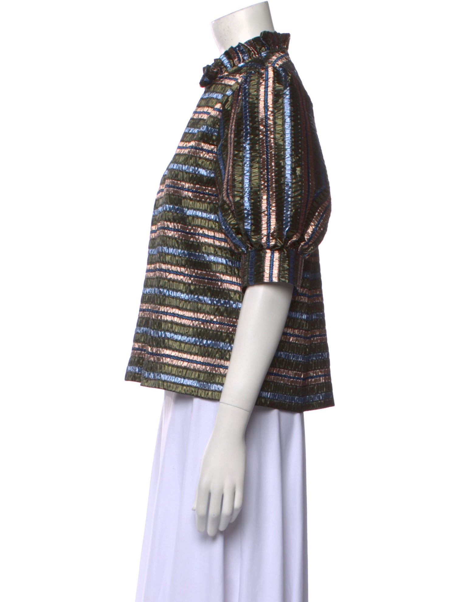 Hunter Bell Striped Mock Neck Blouse