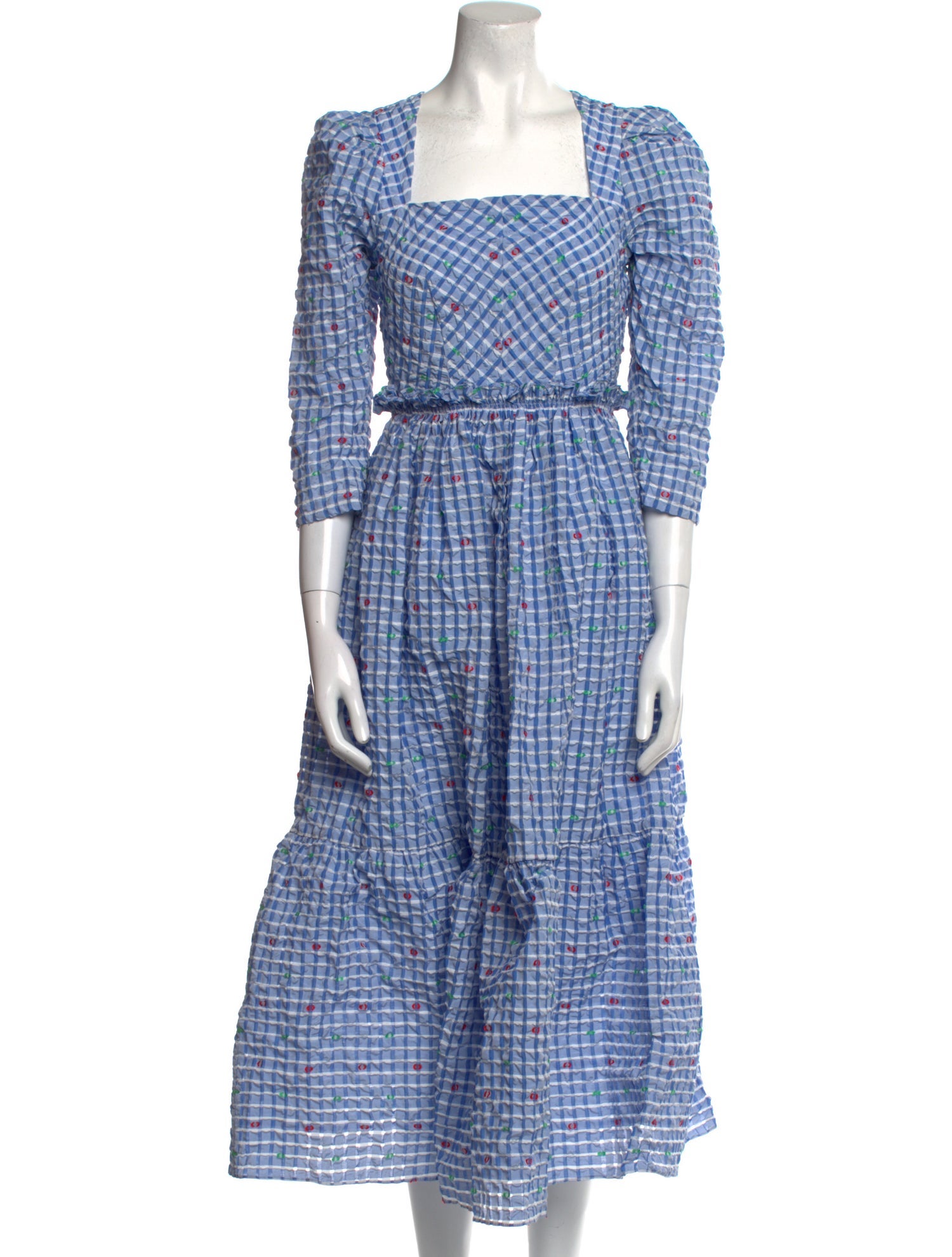 Hunter Bell Plaid Print Midi Length Dress