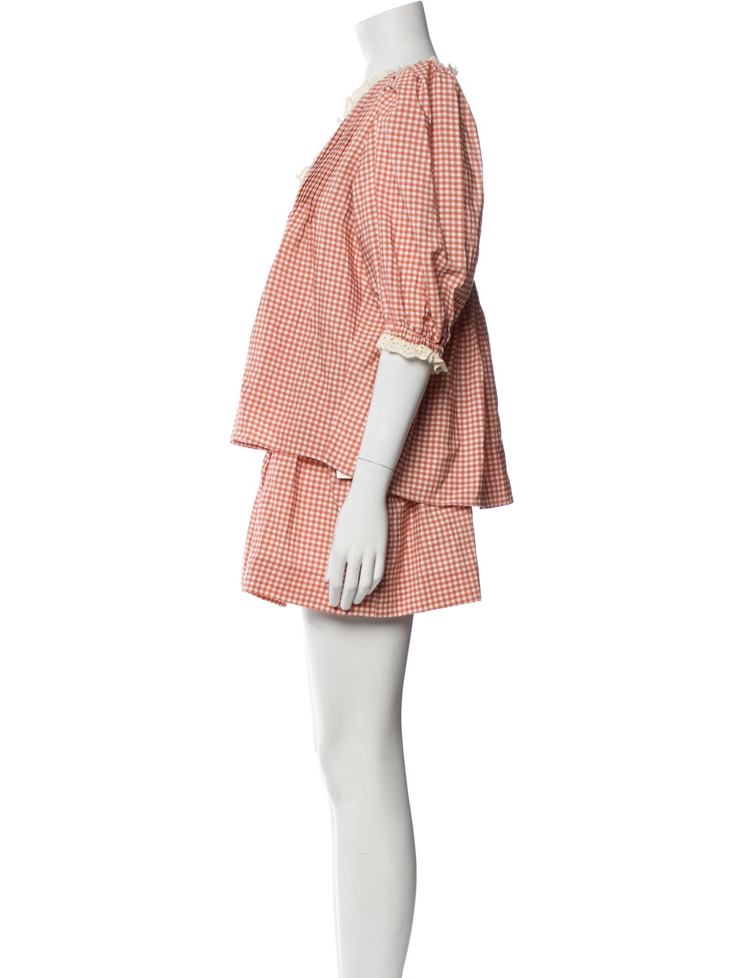 Hunter Bell Plaid Print Ruffle Embellishment Short Set w/ Tags