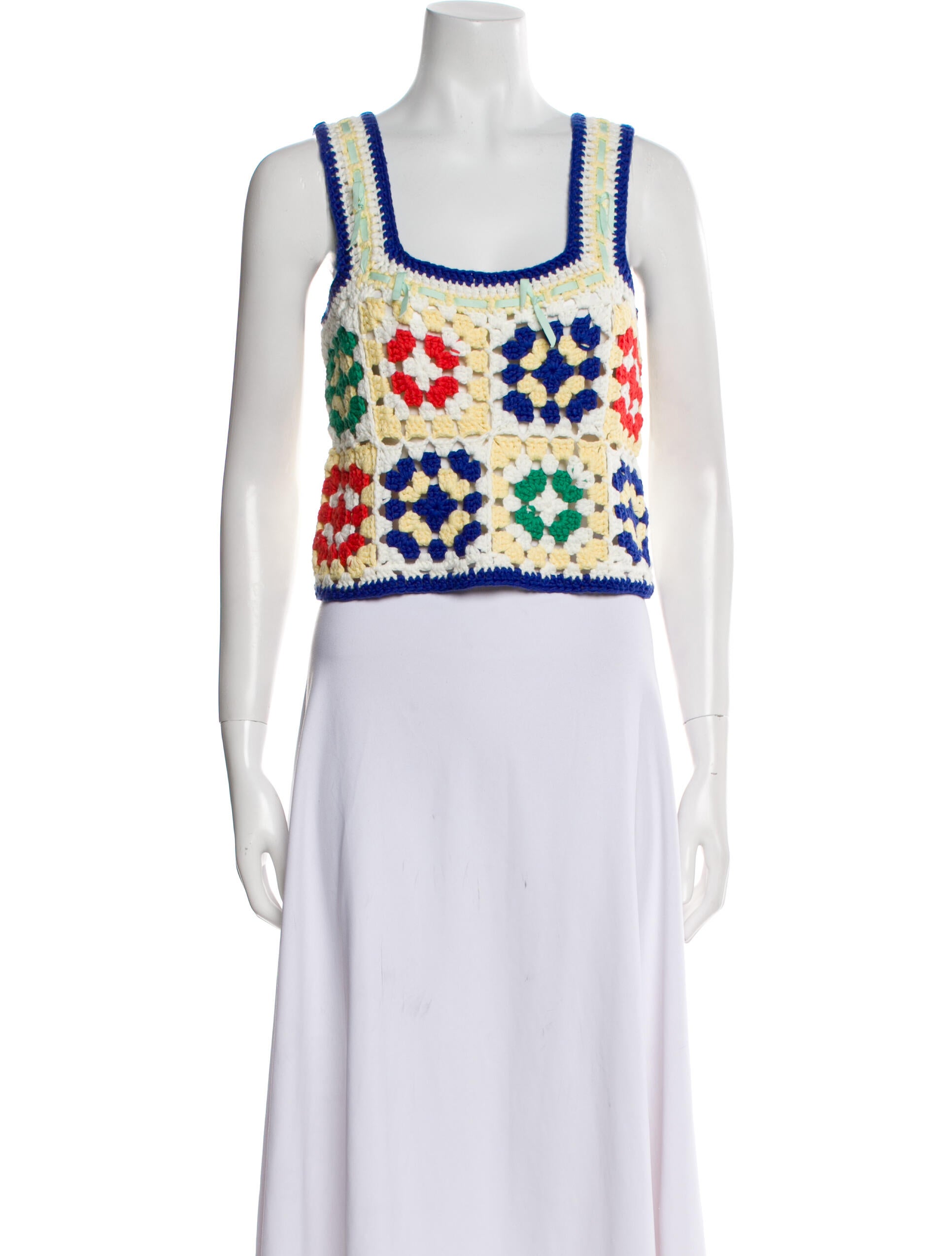 Hunter Bell Floral Print Square Neckline Crop Top