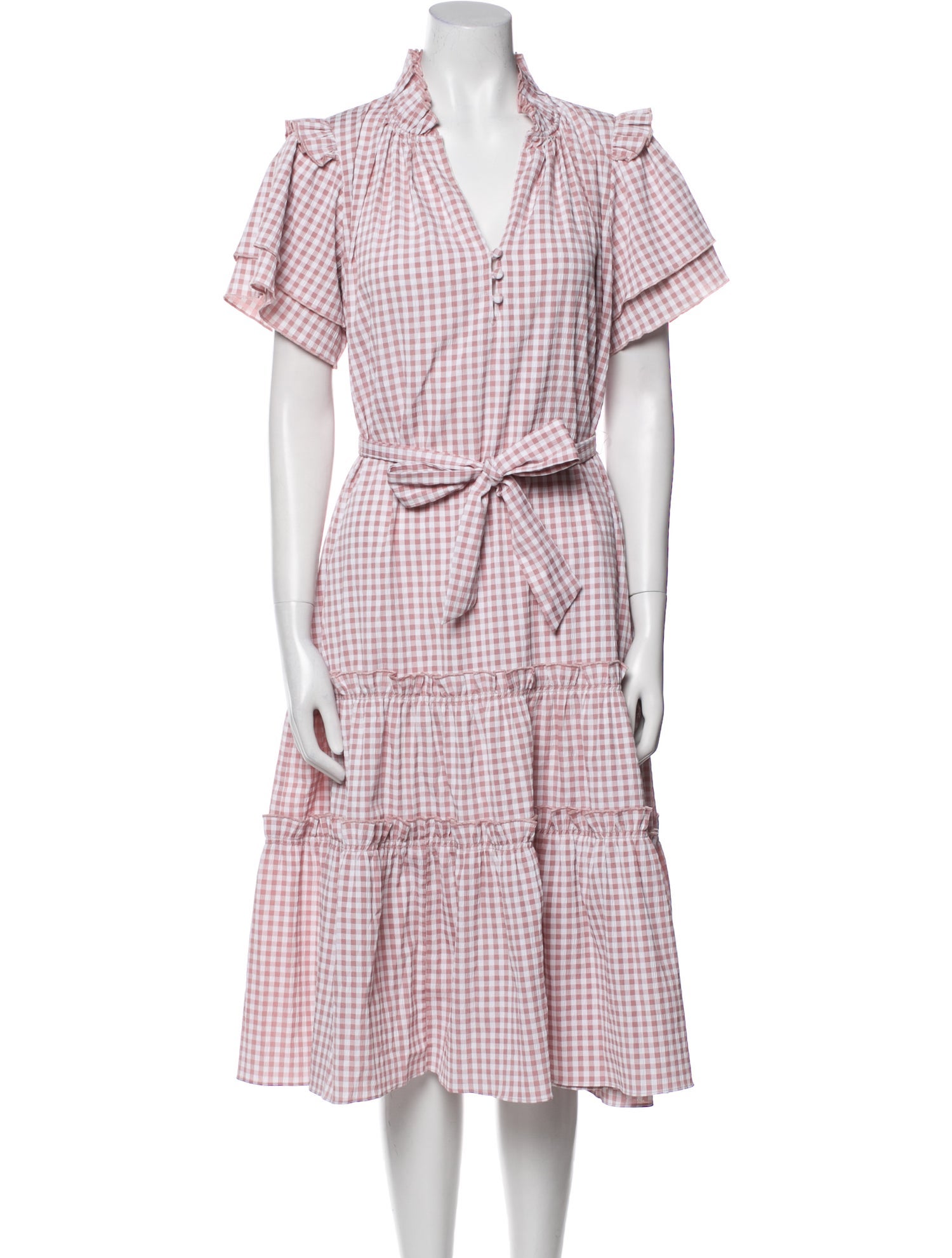 Hunter Bell Plaid Print Midi Length Dress