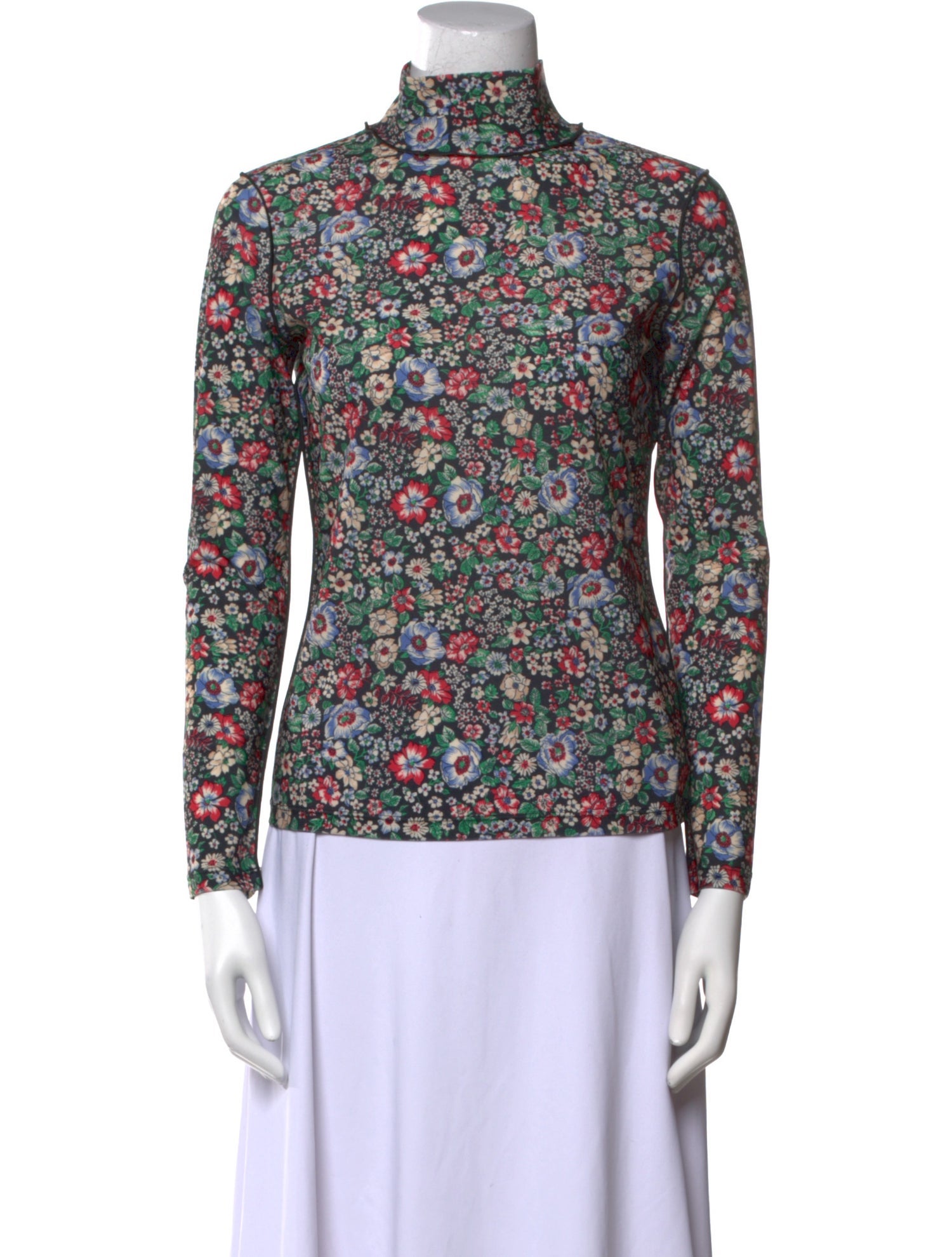 Hunter Bell Floral Print Mock Neck Blouse