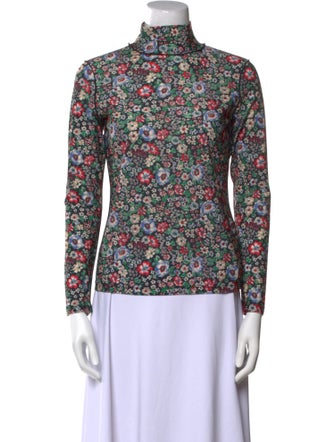 Hunter Bell Floral Print Mock Neck Blouse