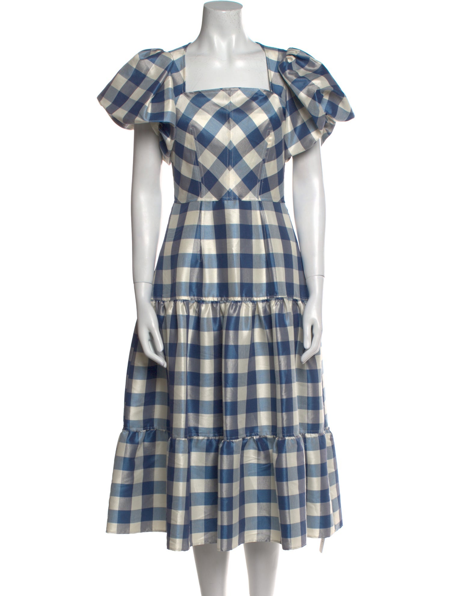 Hunter Bell Plaid Print Midi Length Dress