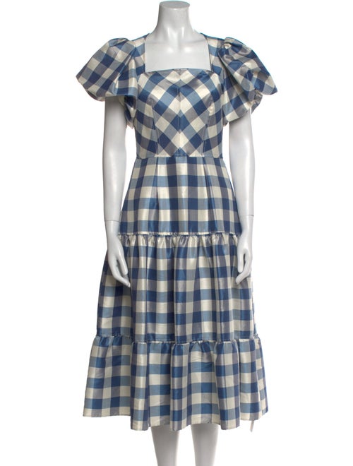 Hunter Bell Plaid Print Midi Length Dress
