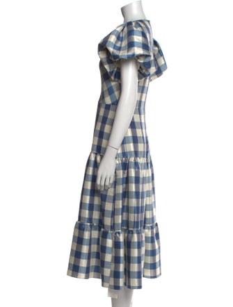 Hunter Bell Plaid Print Midi Length Dress