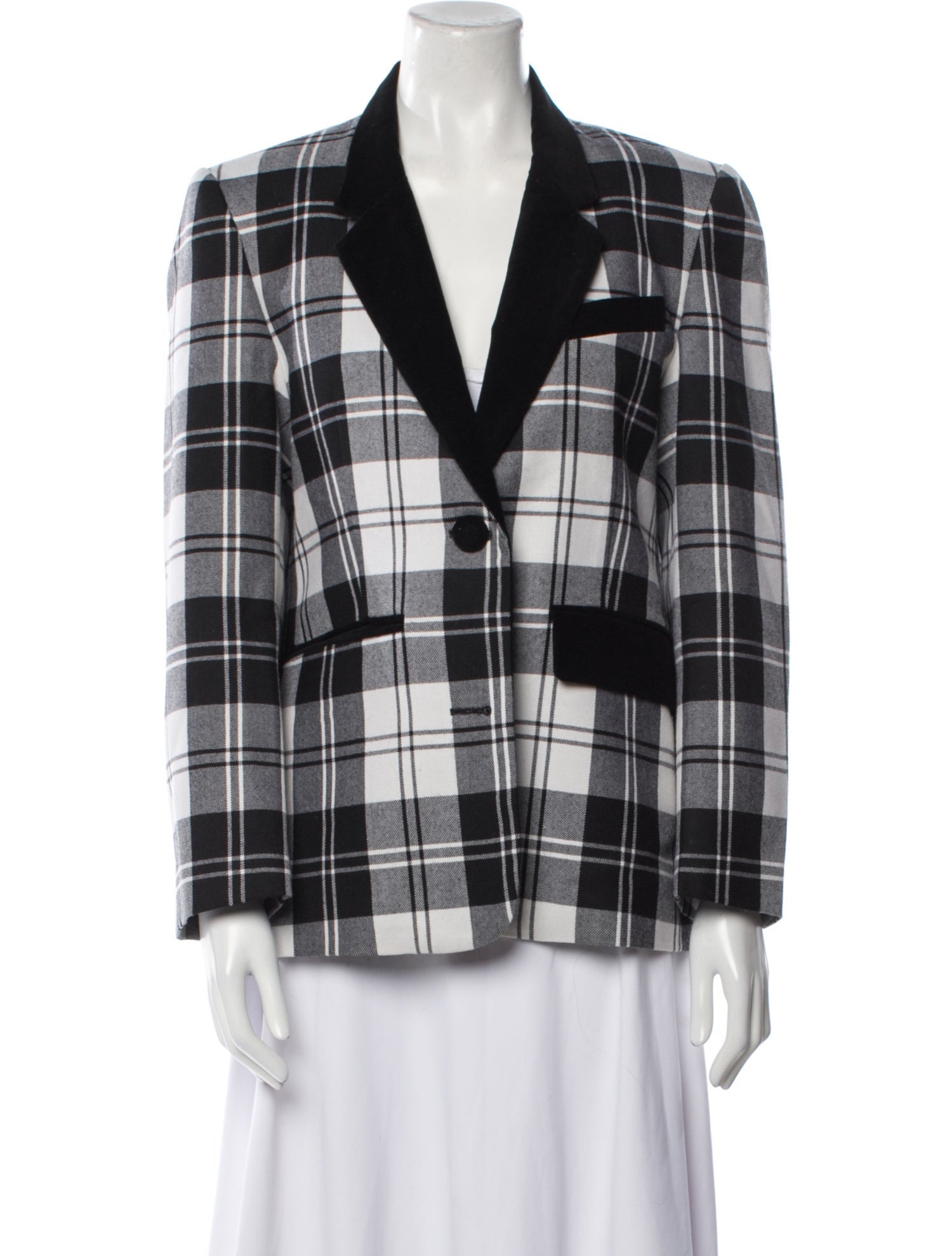 Hunter Bell Virgin Wool Plaid Print Blazer
