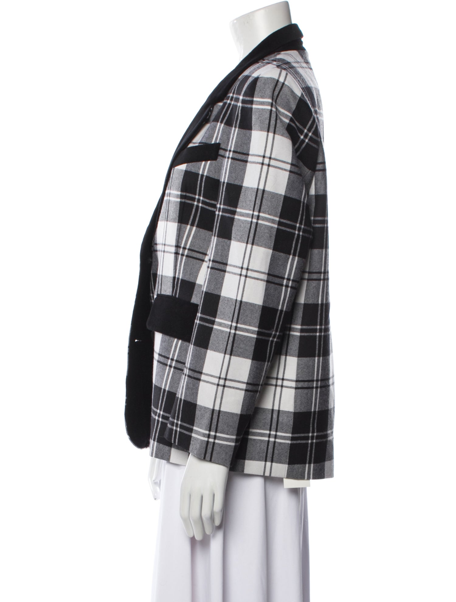 Hunter Bell Virgin Wool Plaid Print Blazer