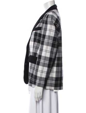 Hunter Bell Virgin Wool Plaid Print Blazer