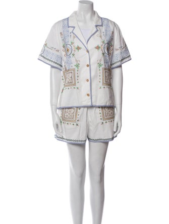 Hunter Bell Floral Print Embroidered Accent Short Set