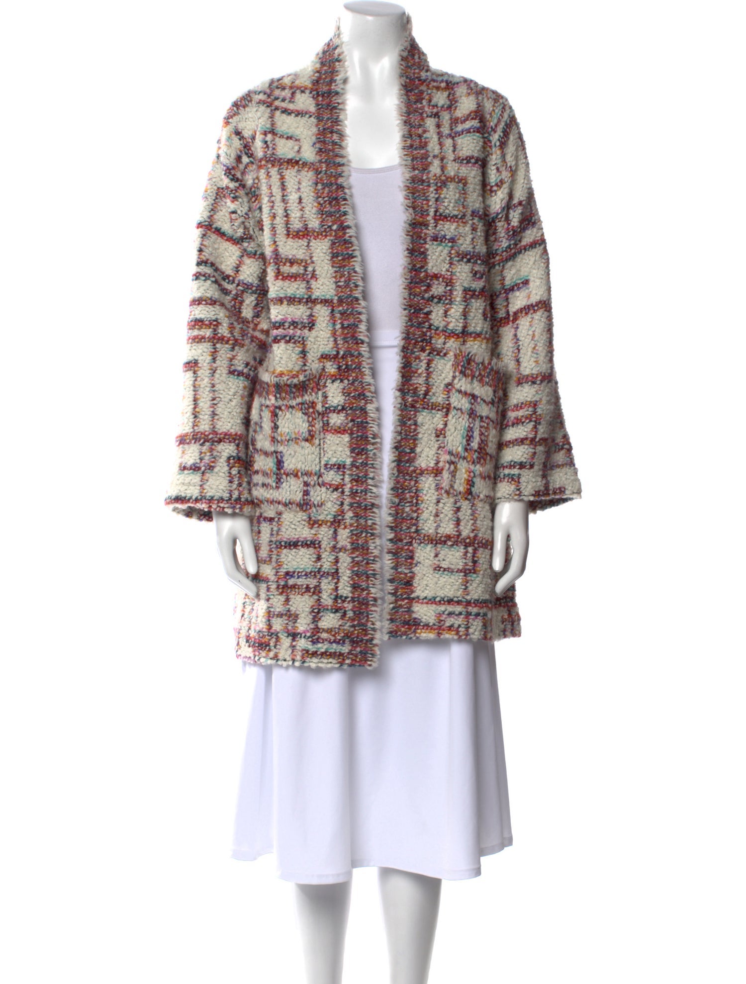 Hunter Bell Plaid Print Open Front Sweater