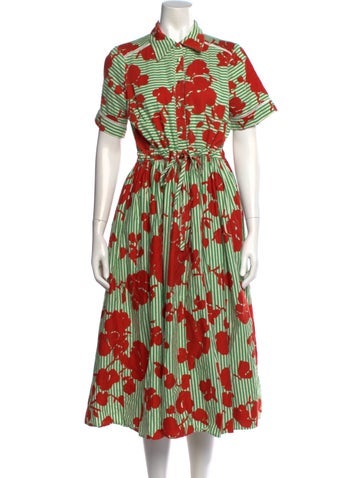 Pre-owned Hunter Printed Long Dress In Green