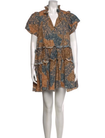 Pre-owned Hunter Paisley Print Mini Dress In Brown