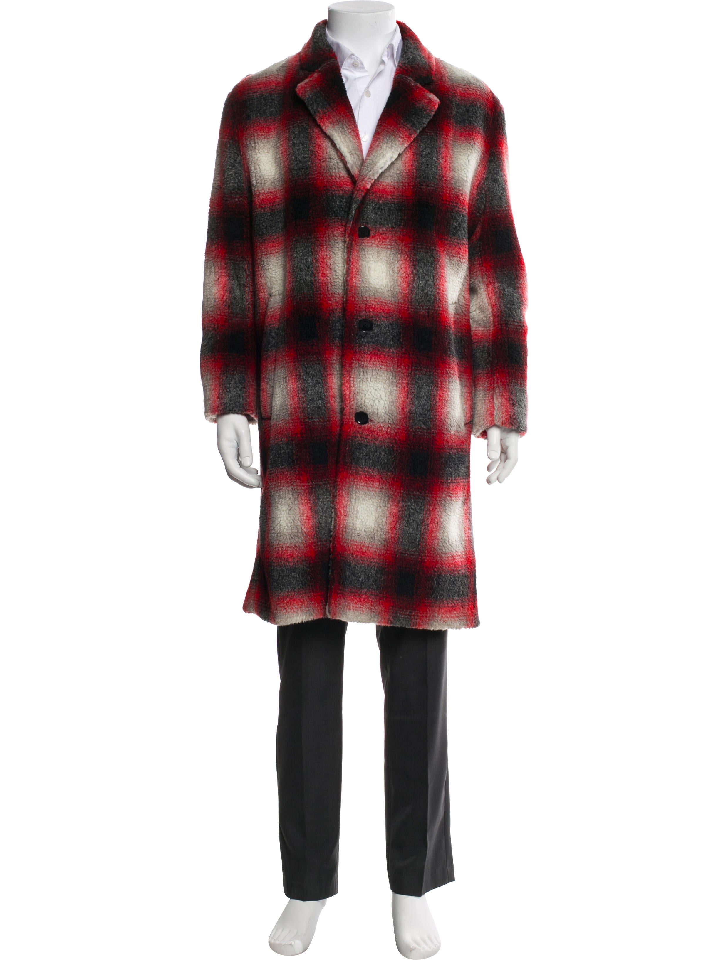 Hugo Plaid Print Overcoat