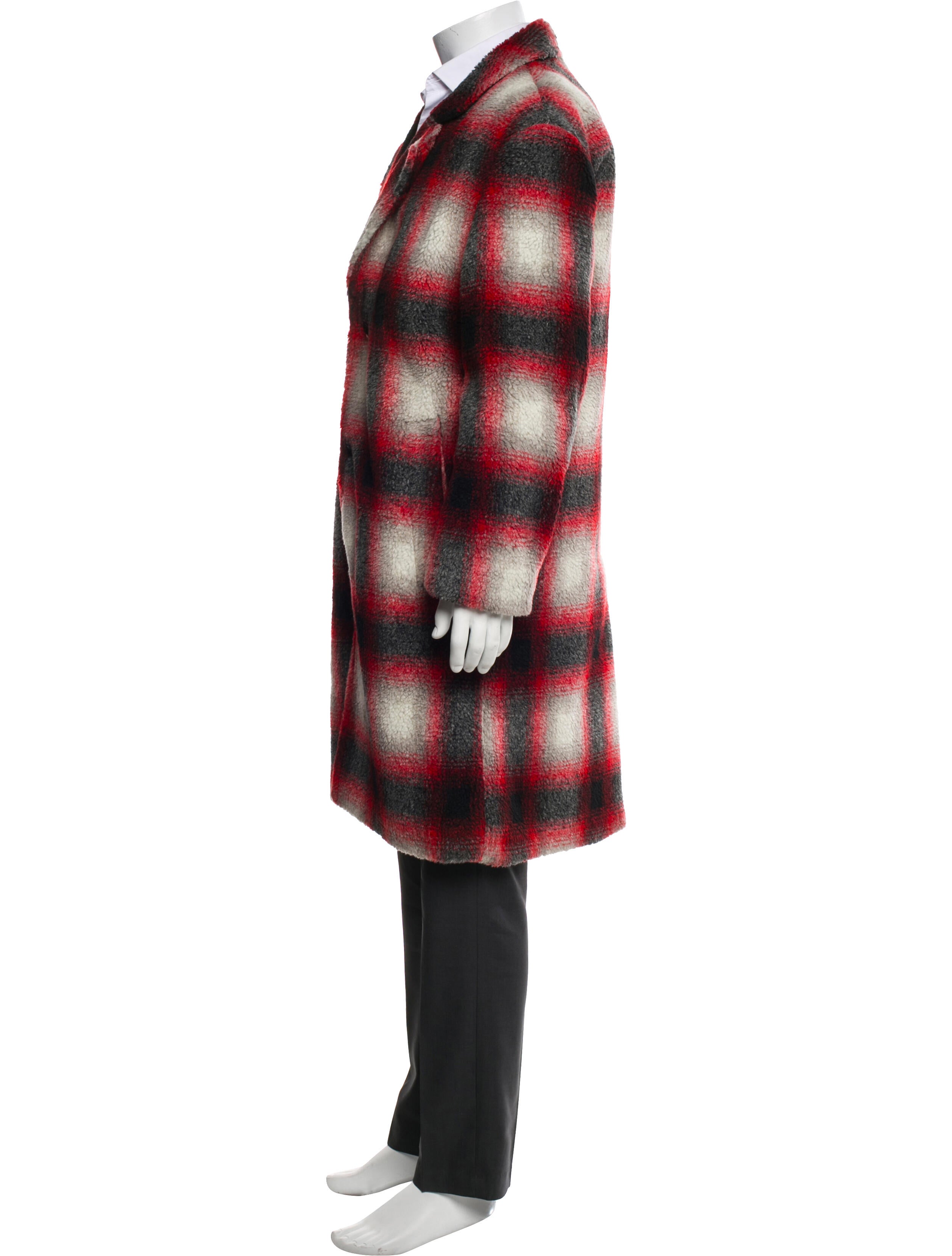 Hugo Plaid Print Overcoat