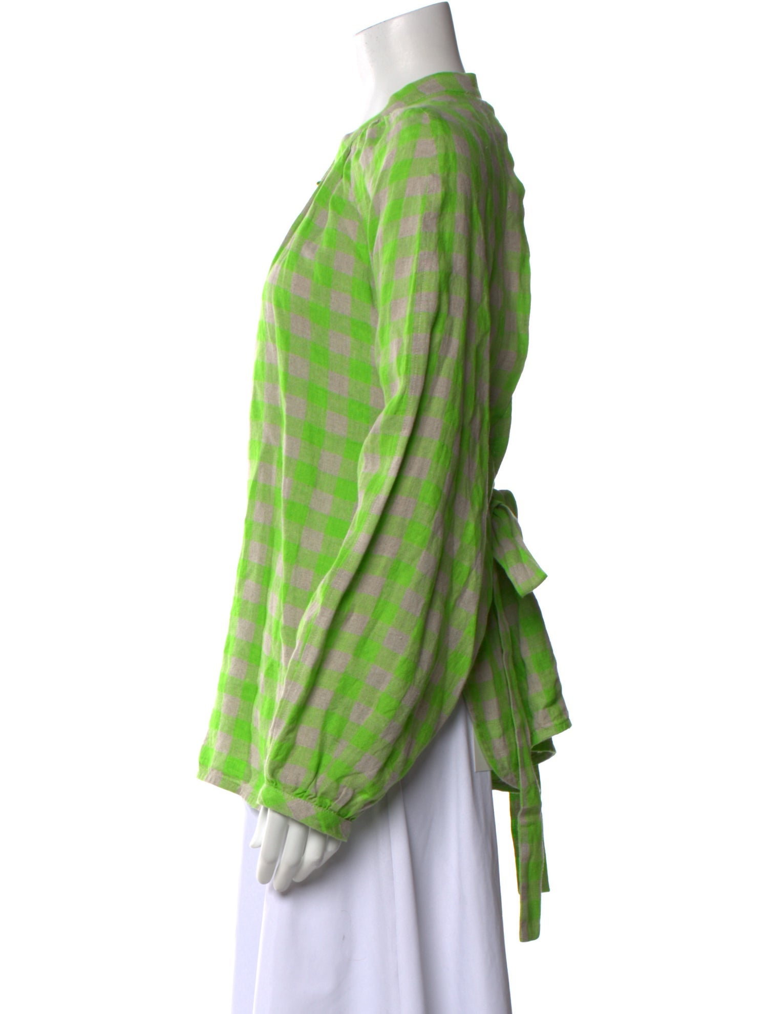 Henrik Vibskov Linen Plaid Print Button-Up Top